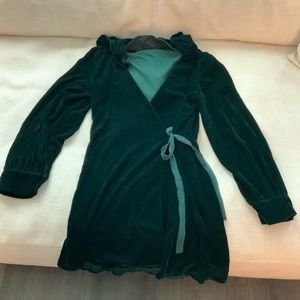 Zara deep green Velvet Wrap Dress